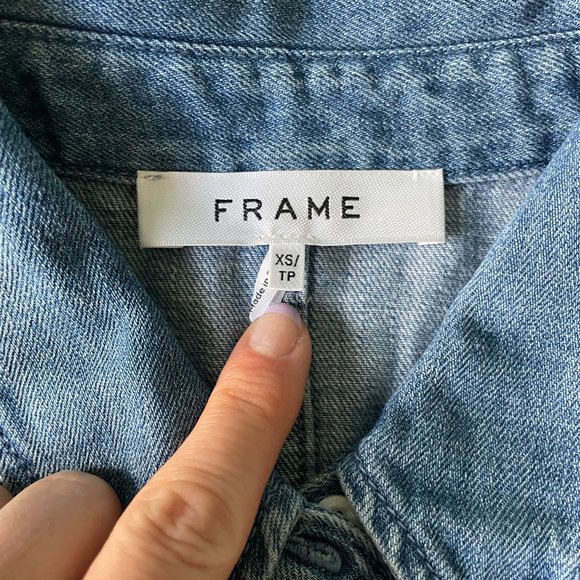 FRAME Corset Denim Blouse with Midi-Sleeve - Picture 5 of 15